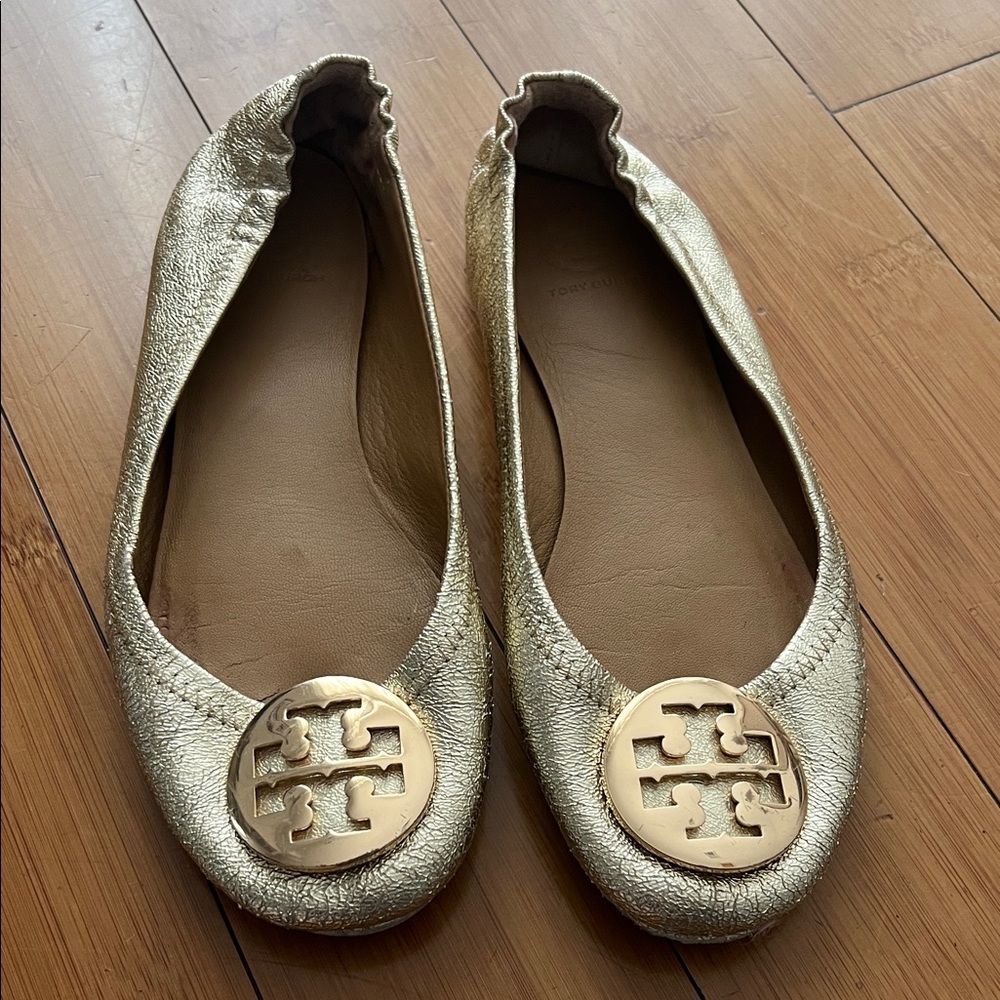 Tory Burch Minnie Gold Flats